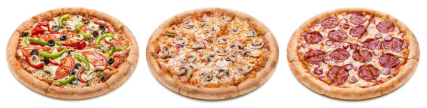istock Collection of pizza on white 1453941569