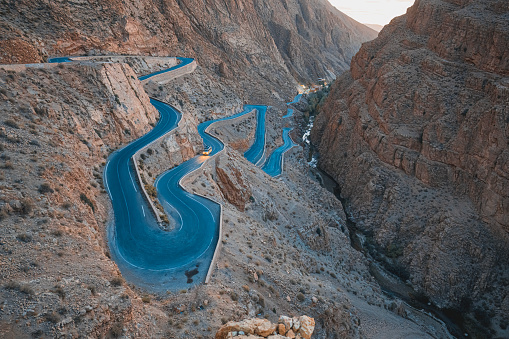 Todra Gorge steep winding mountain road - Dades Valley Morocco