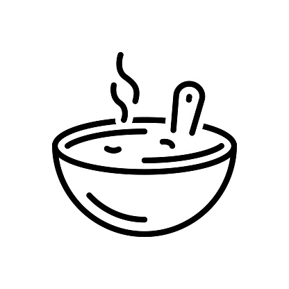 Icon for soup, bowl of soup, recipe, hot, beverage, drink, quencher, tipple, restaurant, cooking