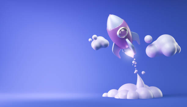 istock 3d Cartoon Rocket with Copy Space start up business concept, 3d rendering. 1453942730