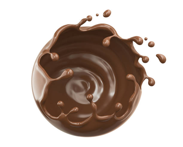 istock chocolate splash and pouring,isolated on white background, Include clipping path. 3d illustration. 1453942766