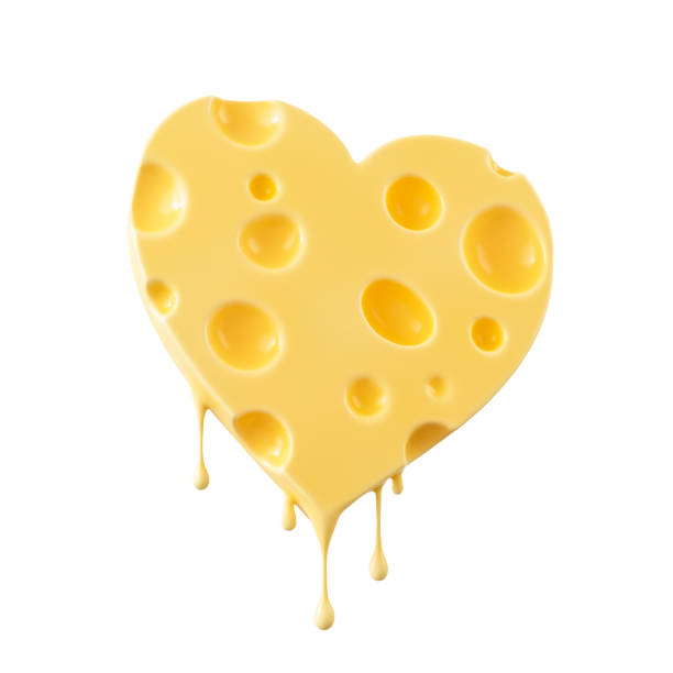 istock Cheese Piece in Heart shape, 3d rendering with clipping path. 1453942770