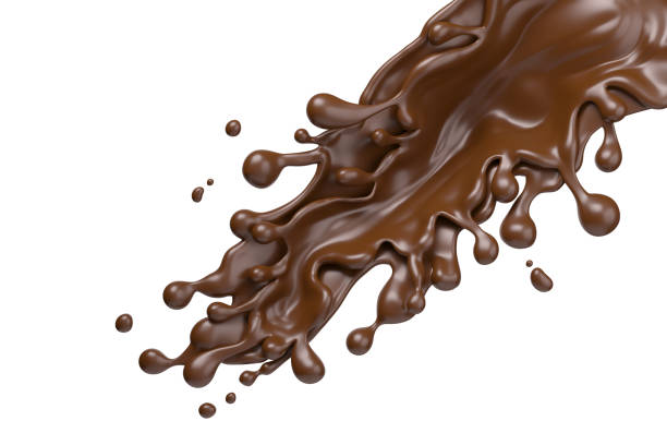 istock chocolate splash and pouring,isolated on white background, Include clipping path. 3d illustration. 1453942867