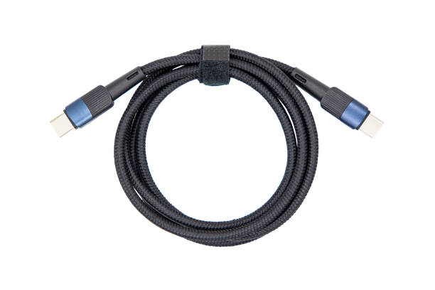 istock Phone charging cable with USB C connector isolated on white background 1453945335
