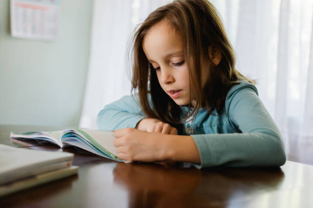 istock Girl reading a book at home 1453945752