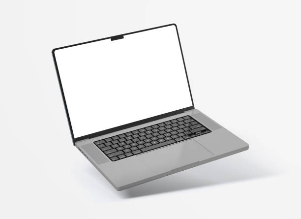 istock Laptop with blank screen isolated on white background 1453947095