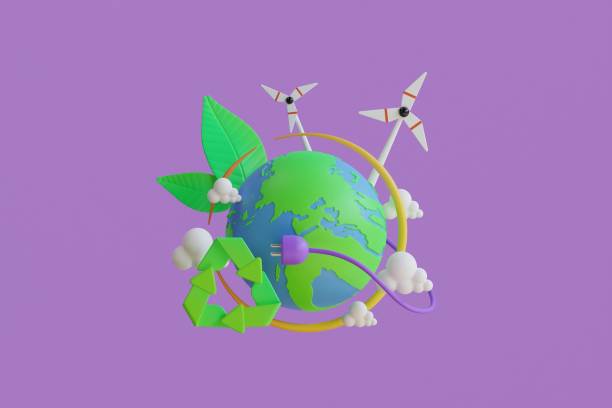 istock Alternative source of electricity concept with World globe,solar panels,wind turbine and Seedling.smart energy saving,Happy earth day,World environment day,Eco friendly. 3d illustration 1453947414