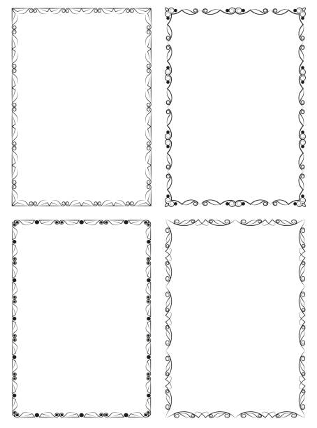 векторные рамки черного цвета на белом фоне - corner swirl illustration and painting classical style stock illustrations