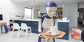 istock Home Robot Carrying Hot Drink 1453961569