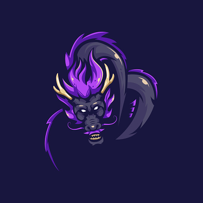 Dragon esport gaming mascot logo design illustration vector