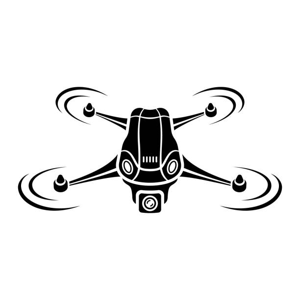 drohnensymbol. copter, quadcopter mit action-kamera. - filming point of view illustrations stock-grafiken, -clipart, -cartoons und -symbole
