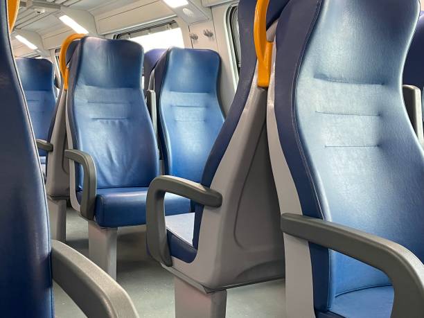 istock Rows of seats in empty train stock photo 1453963576