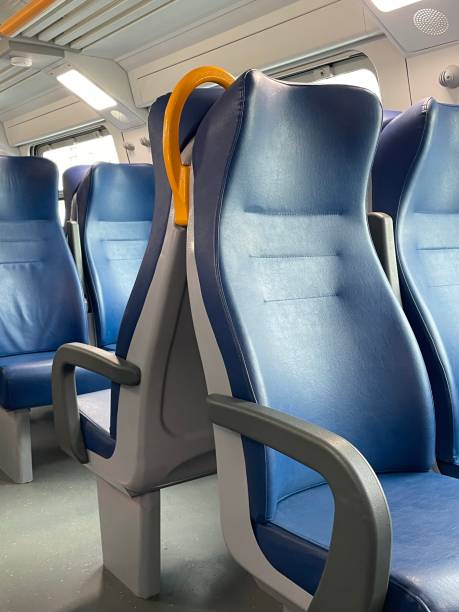 istock Rows of seats in empty train stock photo 1453963617
