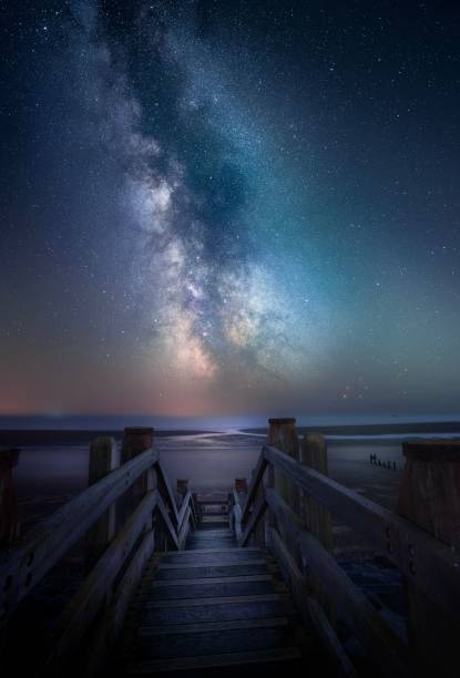 istock Magic nightscape with Milky way in the starry sky in the background, UK 1453965544