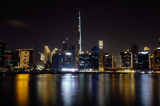 UAE Dubai cityscape skyline city night view