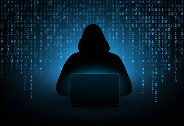 Vector illustration of Hacker in a hoodie