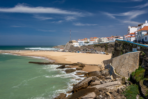 View over Ericeira, a fishing village in Portugal. Also a popular surfing place.