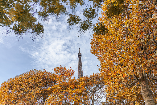 Eiffel Tower a day of october in Paris, France