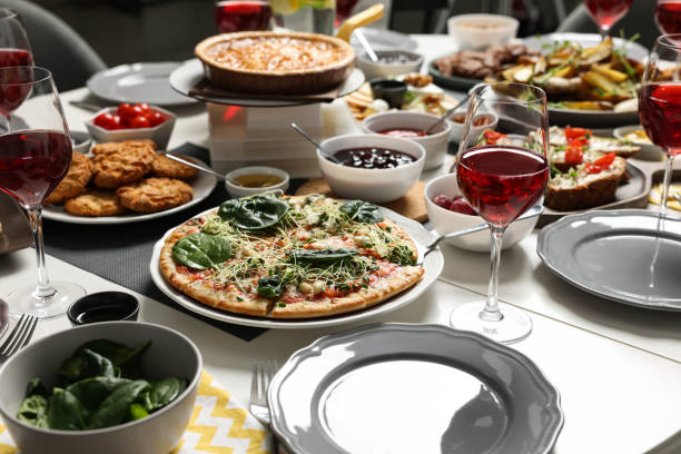 istock Brunch table setting with different delicious food indoors 1453970159