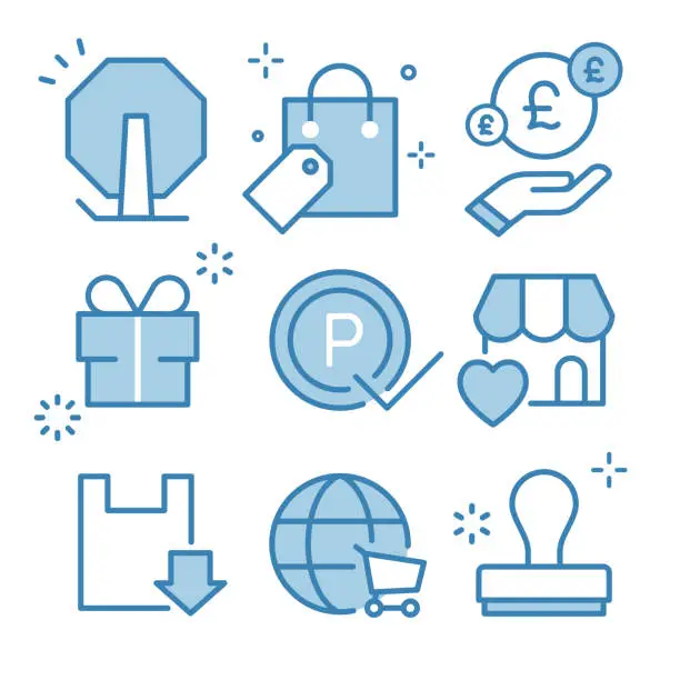 Vector illustration of Shopping Icon Set Sale, points, rewards and stamps