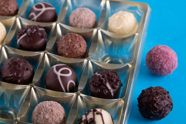 istock photo round chocolate candies in a package 1453972332