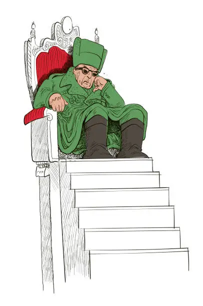 Vector illustration of the dictator sits on the throne