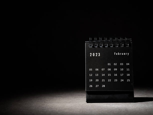 istock 2023 February calendar on black background 1453982159