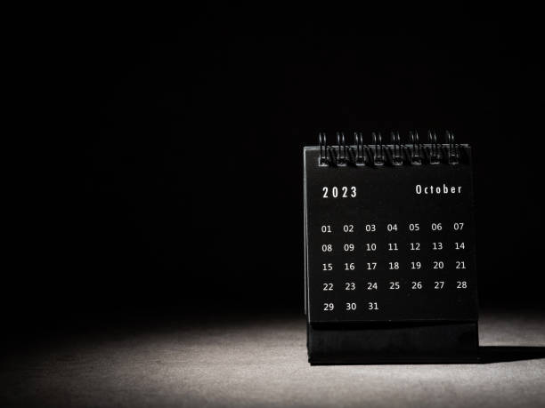 istock 2023 October calendar on black background 1453982967