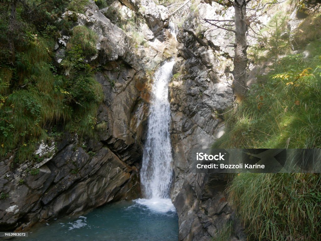 Waterfall in French Pyrénées Cascade dans les Pyrénées Beauty Stock Photo