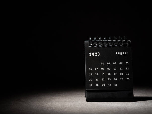istock 2023 August calendar on black background 1453983139