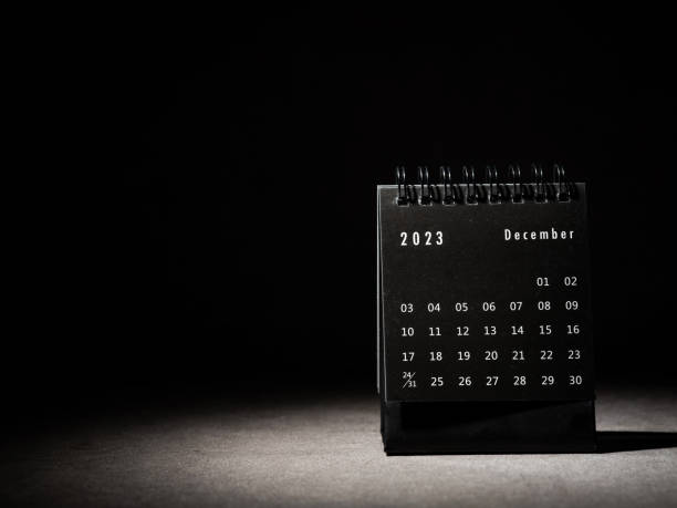 istock 2023 December calendar on black background 1453983472