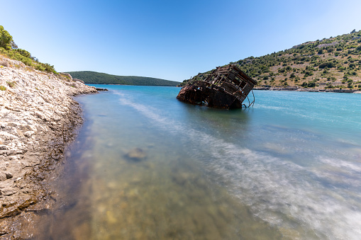 sunken boat on the coast of Croatia
