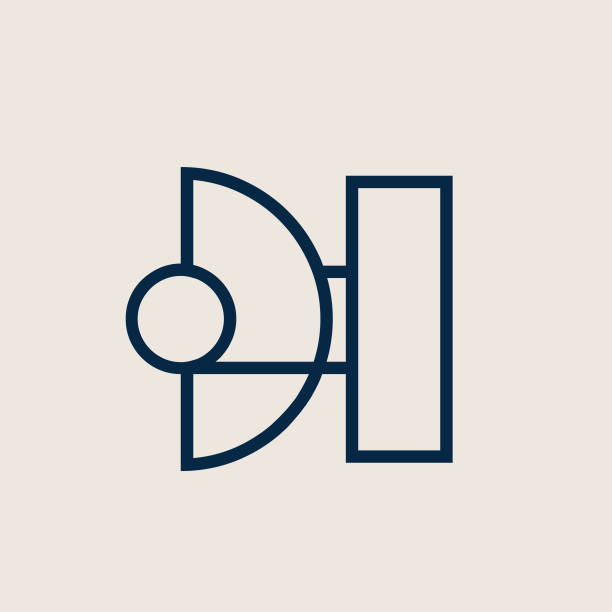 DI monogram logo. Minimal abstract letter i, letter d. Geometric font icon. Alphabet initials. Lettering sign. Modern deco design, web, construction, tech style letter mark characters. Typography symbol isolated on light background. illustration i di in sign are stock illustrations