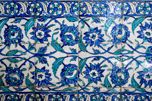 Oriental pattern on tile, historic handmade decoration