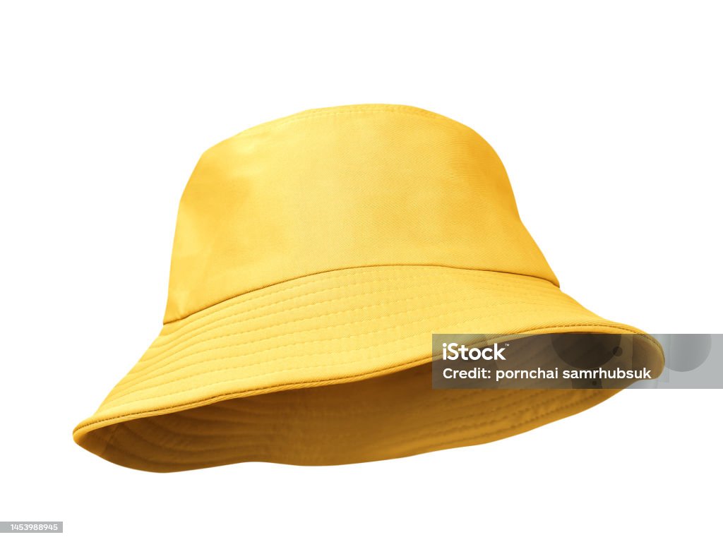 Yellow Bucket Hat Isolated On White Stock Photo - Download Image Now ...
