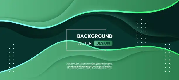 Vector illustration of Modern green gradient abstract wavy papercut layered dimension background