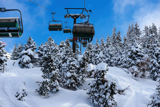 istock Ski lift on bright winter day 1453989589