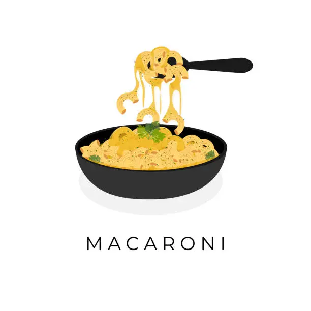 Vector illustration of Illustration of Macaroni Cheese Melting Over a Pot