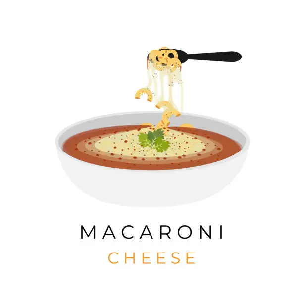 Vector illustration of Illustration of Macaroni Cheese Pasta With Melted Cheese