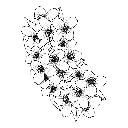 Ilustración de Dibujo De Flores Para Colorear Dibujo A Mano Línea Arte De Flor  Negra Con Diseño Decorativo Para Impresión y más Vectores Libres de  Derechos de Arreglo floral - iStock