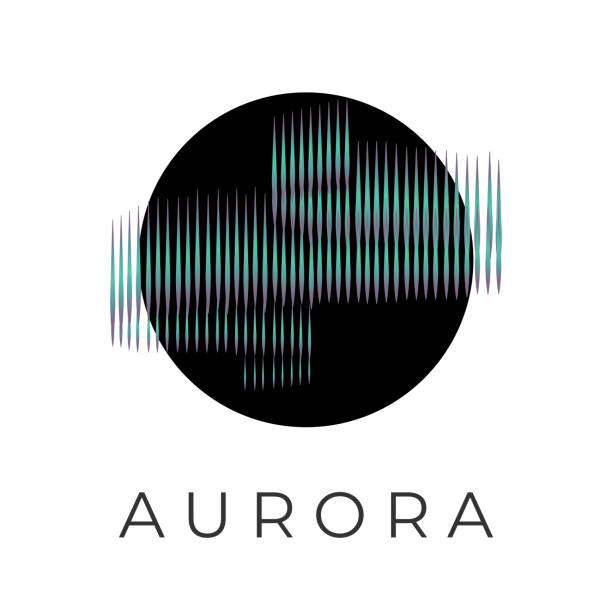 Aurora Simple Illustration With Black Shadow Simple abstract illustration of a beautiful aurora with color gradients alaska northern lights stock illustrations