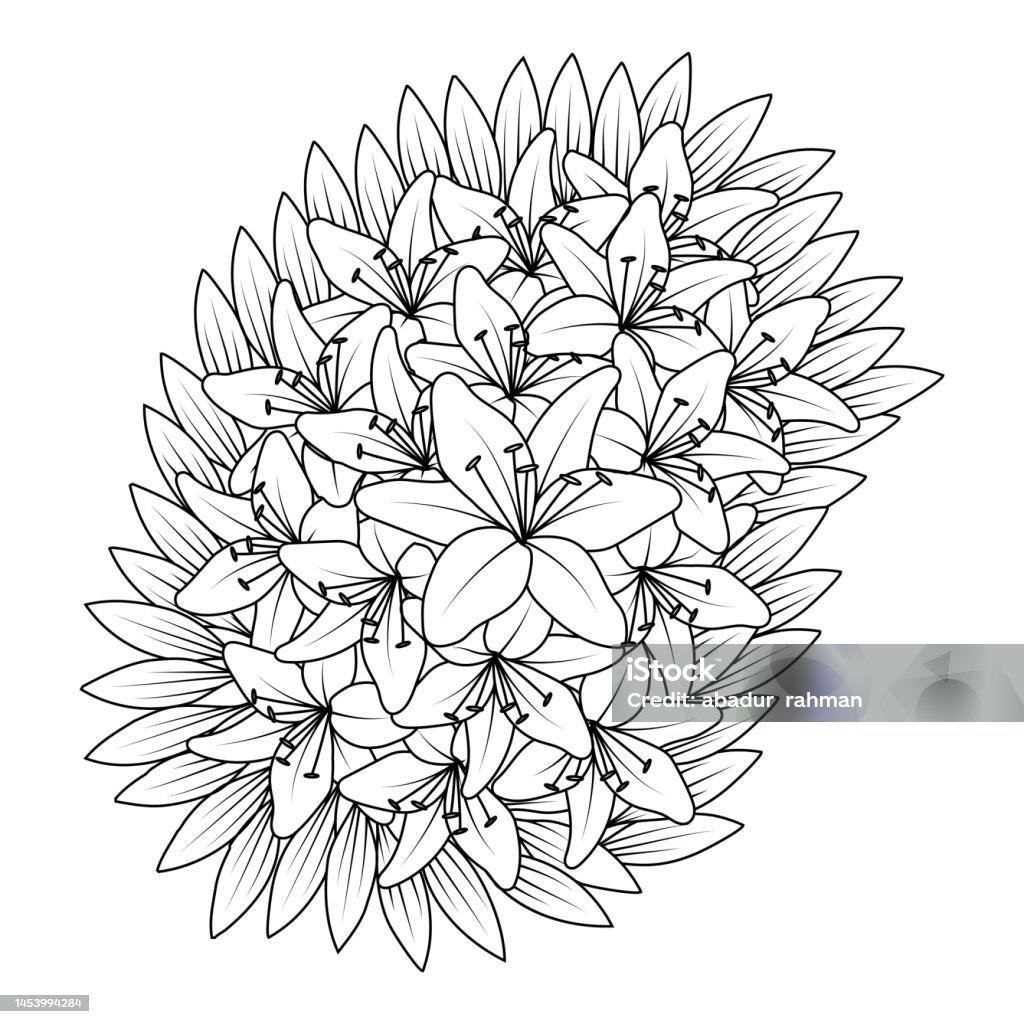 Ilustración de Dibujo De Flores Para Colorear Dibujo A Mano Línea Arte De Flor  Negra Con Diseño Decorativo Para Impresión y más Vectores Libres de  Derechos de Arreglo floral - iStock