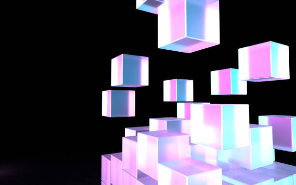 istock 3D illustration of stacked cubes illuminated by fantastic light 1453994571