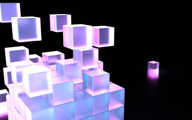 istock 3D illustration of stacked cubes illuminated by fantastic light 1453994572