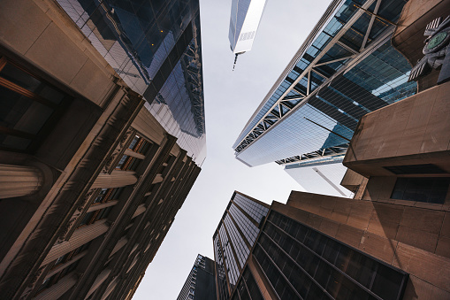 Modern building constructions in Midtown Manhattan in New York City, USA.