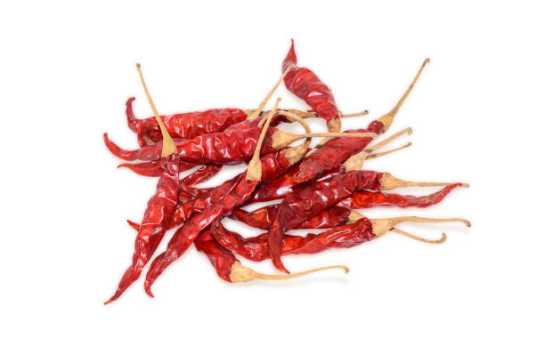 istock Dried red chilies isolated on white background 1453994940