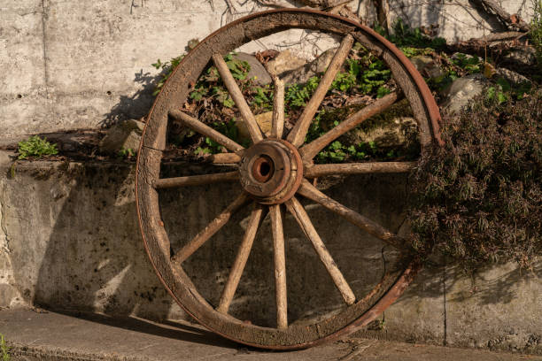 istock wooden wagon wheel 1453996029