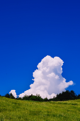Summer cumulonimbus clouds seen on the plateau.