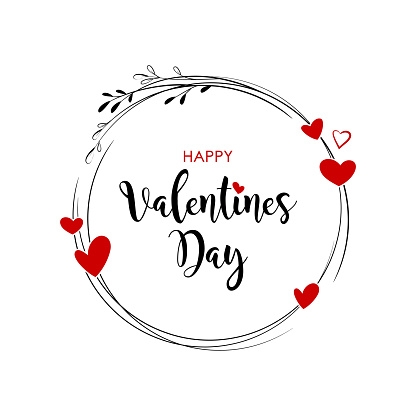 Vector stock illustration of the Valentines Day Calligraphy Banner with Hearts in the frame.