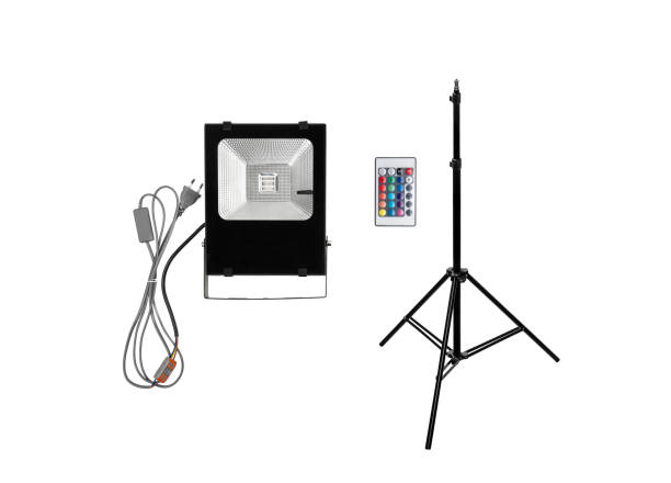 istock Powerful modern LED lamp with the ability to change the color of light. Isolate on a white background. 1453998137